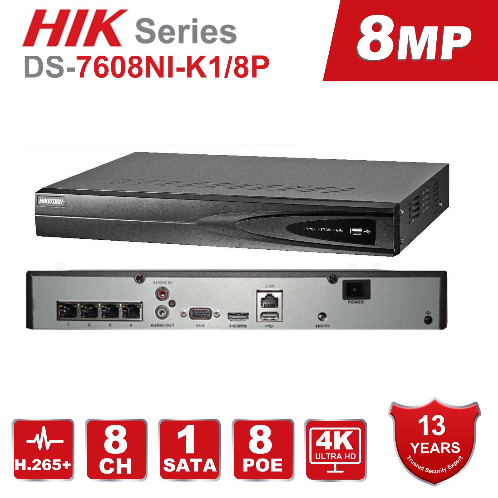 thumbnail image 2 of Hikvision DS-7608NI-Q2/8P / -K2/8P / -I2/8P 8-Channel 8-PoE NVR – Network Video Recorder, 8MP, 3-Year Warranty 2 of 6